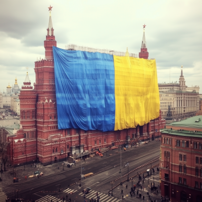 Red Square with Ukrainian Flag