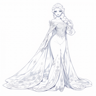 Frozen Elsa Line Art