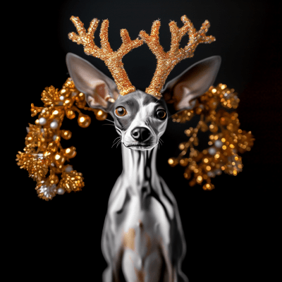 Italian Greyhound with Moose Antlers