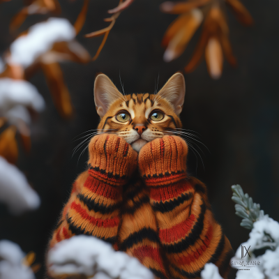 Gold Bengal Cat with Socks