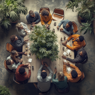 Diverse Group Discussing Cannabis Strategy