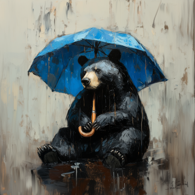 Black Bear in the Rain