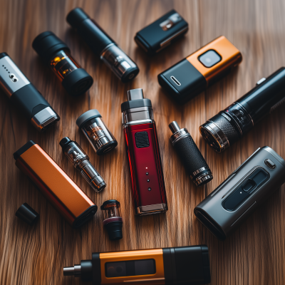 Vape Devices on Wooden Table