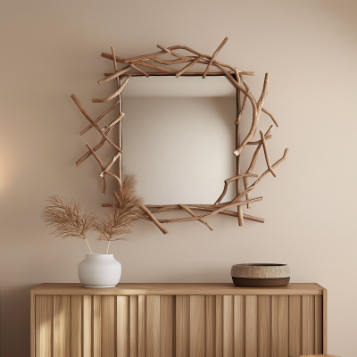 Teak Stick Edged Mirror