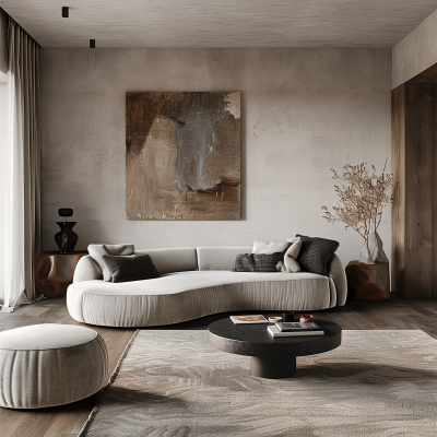 Modern Furniture Living Room with Wabi Sabi Style