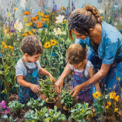 Family Garden Painting