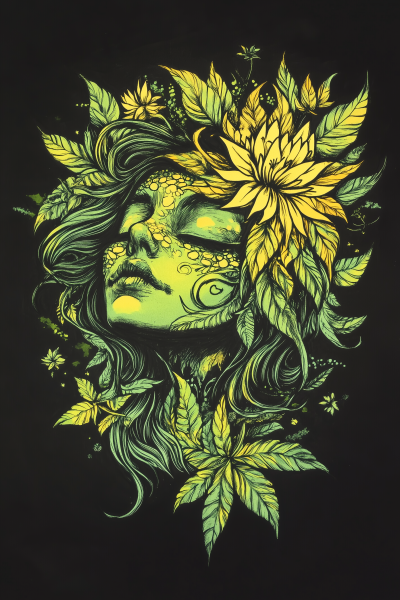 Goddess Nyx Flower Nug Illustration