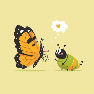 Butterfly and Larva Conversation