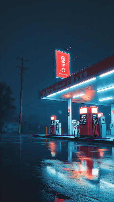 Nighttime Gas Station