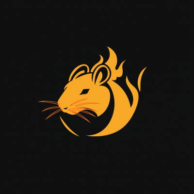 Hamster Head Shape Silhouette with Flame Stroke