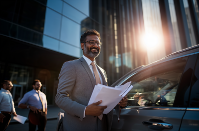 Indian Businessman at Office Entrance