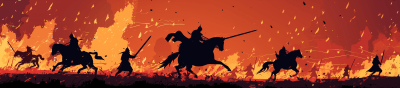 Dark Riders and Soldiers Battle Scene