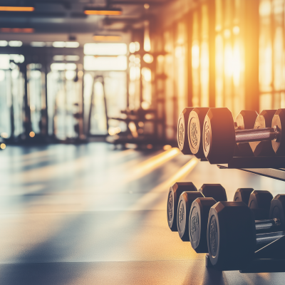 Gym Background with Free Weights and Machines