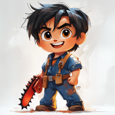 Cute Kid as Ash Williams