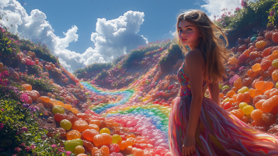 Photorealistic Woman in Colorful Candy