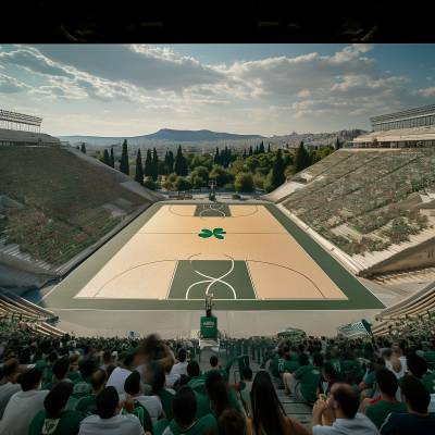 Football fans in green and white jerseys