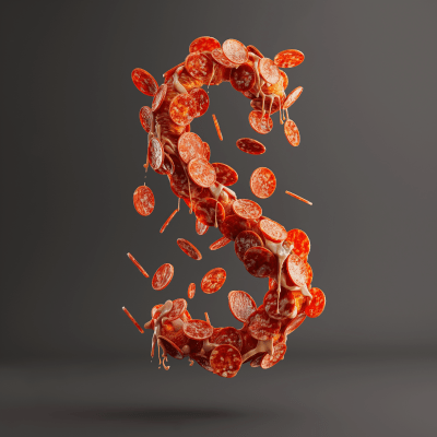 Floating 3D Generated Pepperoni Letters