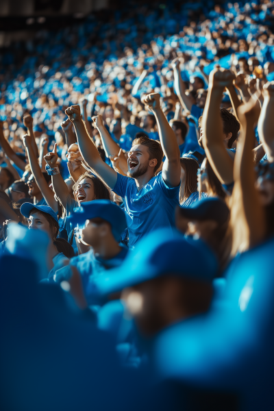 Sport Fan Crowd at Blue Stadium Seats