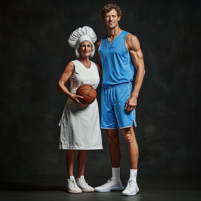 Basketball player and chef woman