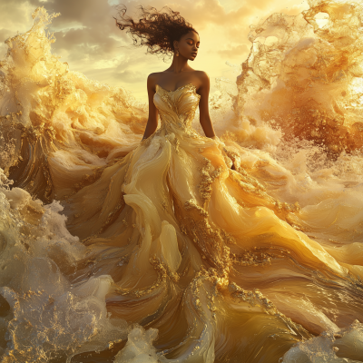 Melted Oil and Gold Dress