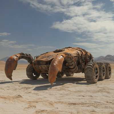 Futuristic Scorpion Crawler in Desert Landscape