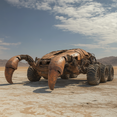 Futuristic Scorpion Crawler in Desert Landscape