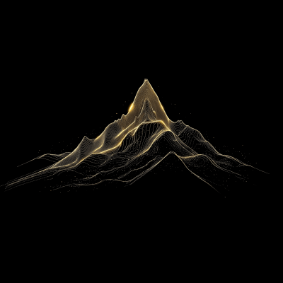 Golden Mountain Lines on Black Background