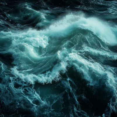 Hiper Realistic Sea Waves in Blue and Green Tones