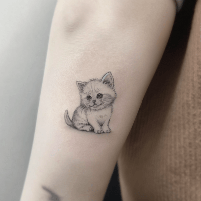 Mini Tattoo Cute Cat Design