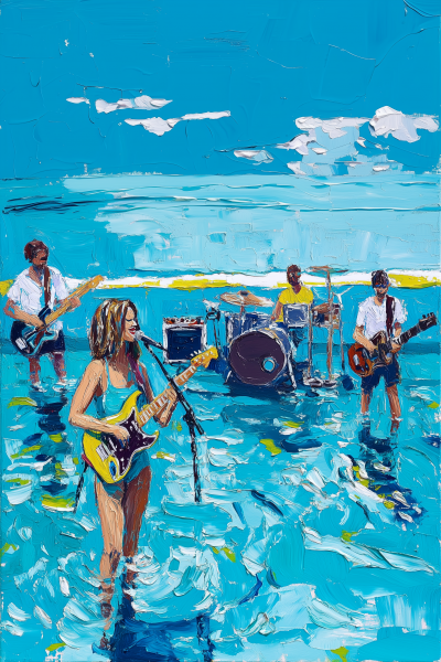 Colorful Music Band in Swimming Pool