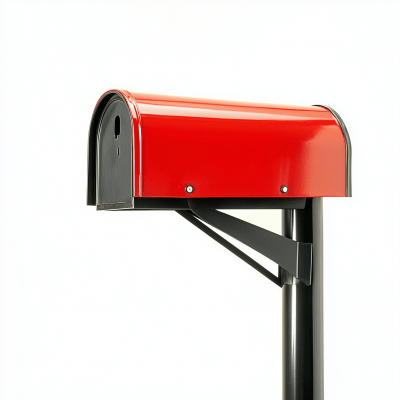 Red and Black Mailbox on Black Post