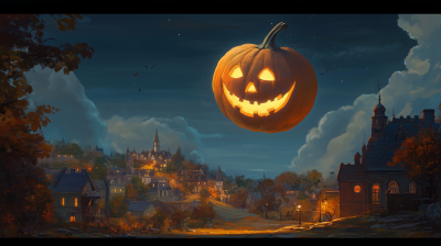 Pumpkin Moon over Sleepy Town