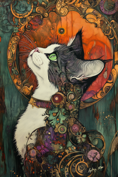 Art Nouveau Cat Painting