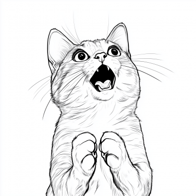 Happy Cat Line Art