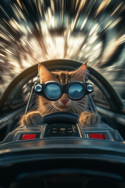 Cat Piloting Spaceship