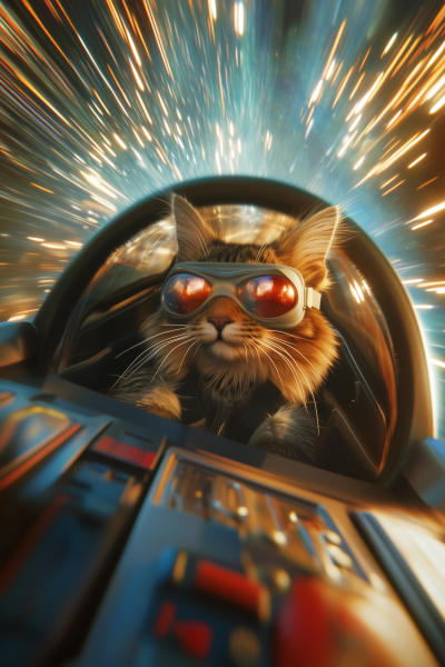 Cat Piloting a Spaceship