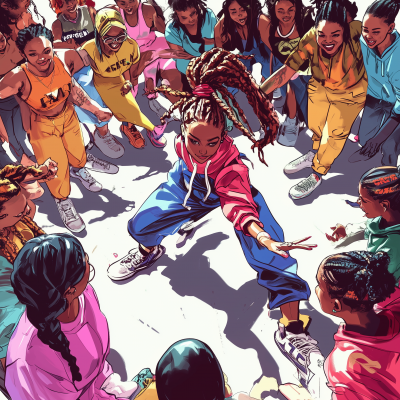 Vibrant Breakdancing Cypher Illustration