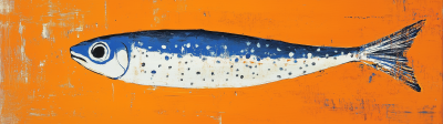 Blue and White Sardine Painting