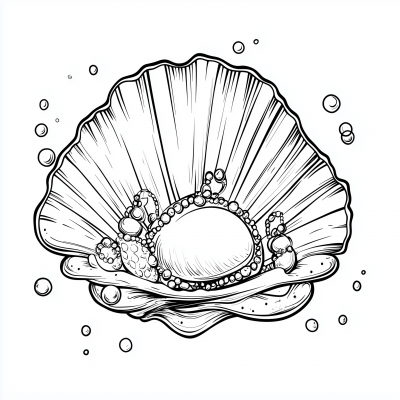 Seashell with Jewelry Coloring Page