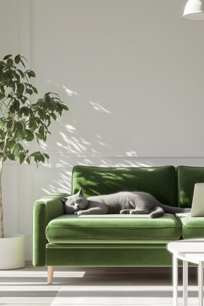 Cozy Modern Livingroom with Cat