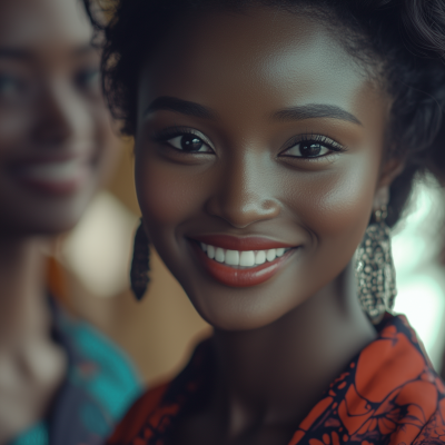 Mixed race women smiling at camera