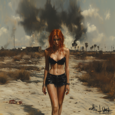 Gorgeous Redhead on Wasteland Rock Album Cover