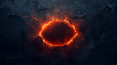 Fiery Crater on Marble Background