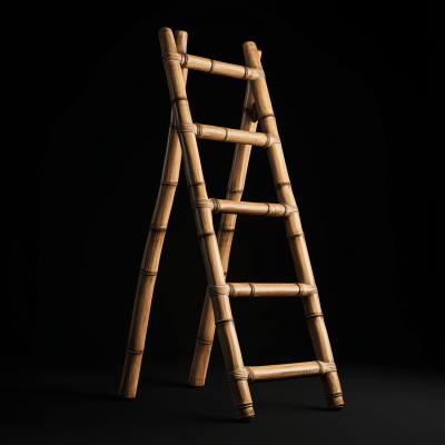 Bamboo Ladder in Black Studio Setting