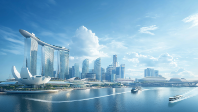 Singapore skyline and landmarks