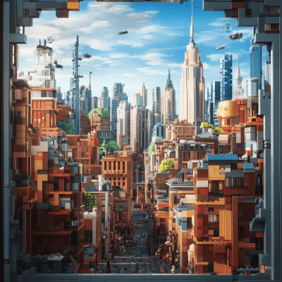 Lego Box Artwork: Cityscape Background