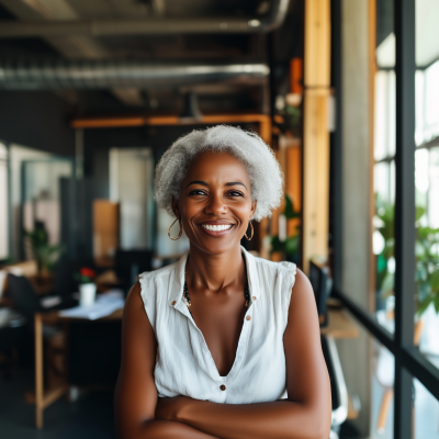 Confident Black Woman in Office Setting