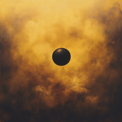 Golden Smoke Cloud with Black Sphere