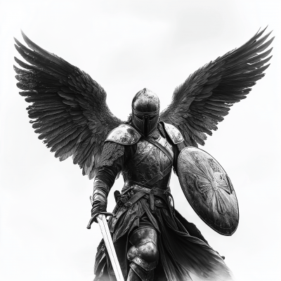 Triumphant Knight Templar with Angel Wings