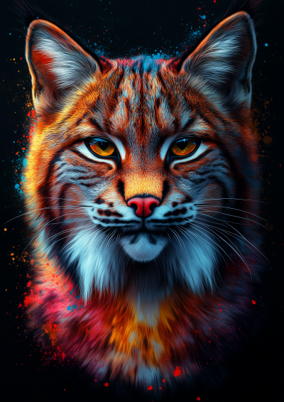 Colorful Lynx Face Illustration